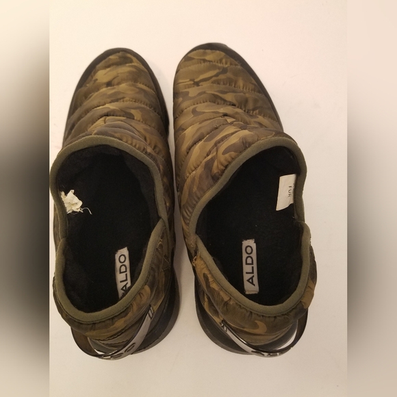 Aldo Men's Pufferlounge Loafers Green Camouflage Size 13 Faux Fur Lined - Picture 5 of 16